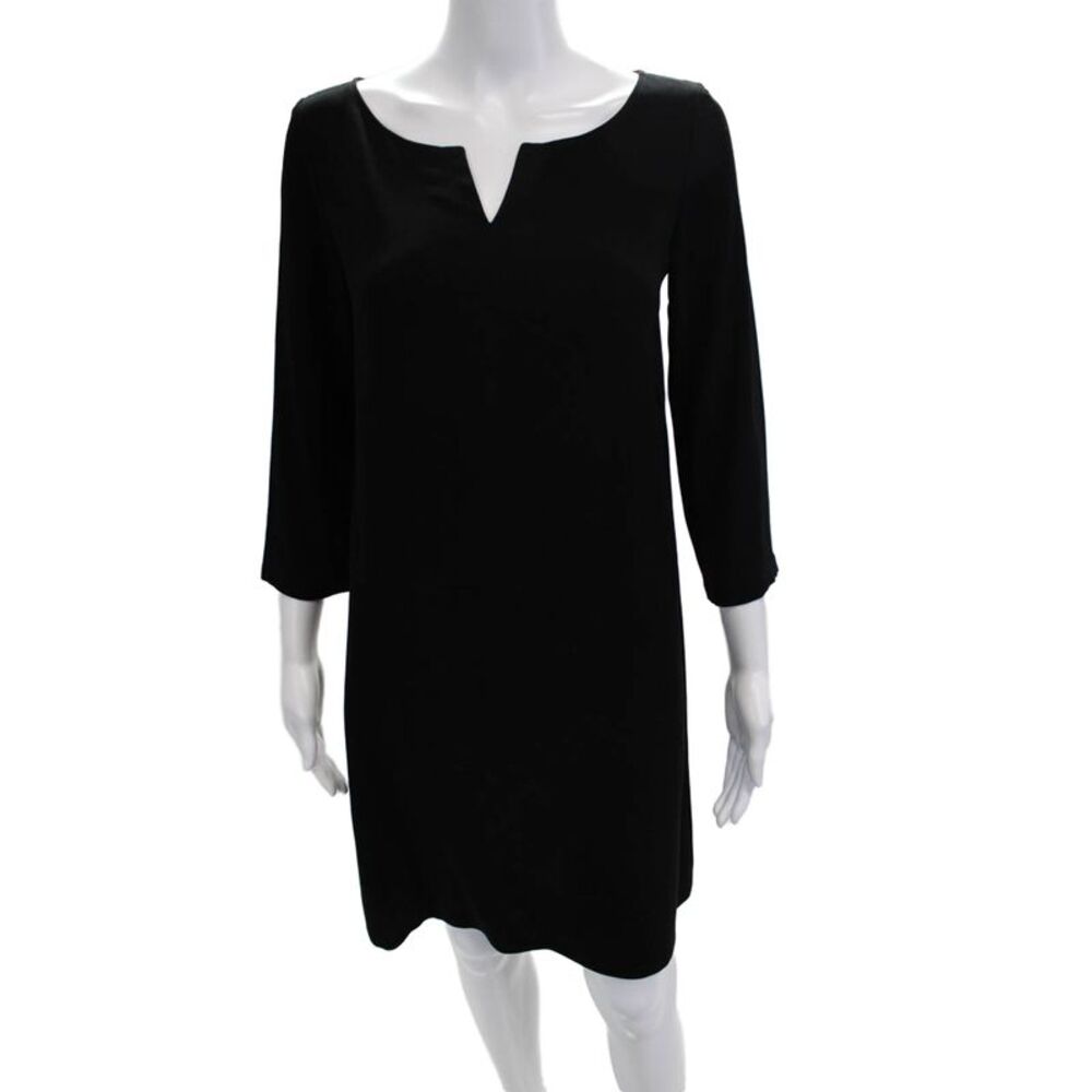 Agnes B Women Shift Dress Short 3/4 Sleeve Black Size 34